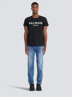 Balmain Eco-designed Cotton T-shirt With Paris Logo Print