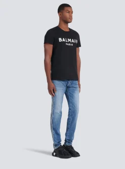 Balmain Eco-designed Cotton T-shirt With Paris Logo Print