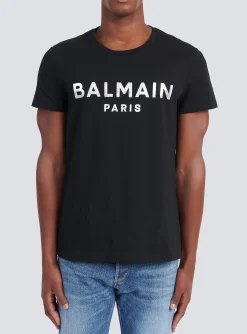Balmain Eco-designed Cotton T-shirt With Paris Logo Print