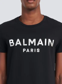 Balmain Eco-designed Cotton T-shirt With Paris Logo Print