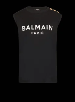 Women Balmain Eco-designed Cotton T-shirt With Logo Print