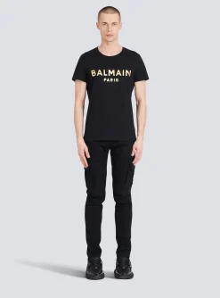 Balmain Eco-designed Cotton T-shirt With Paris Logo Print