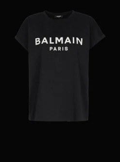 Women Balmain Eco-designed Cotton T-shirt With Logo Print