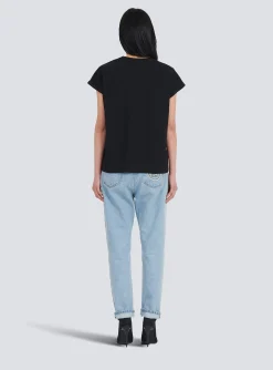 Women Balmain Eco-designed Cotton T-shirt With Logo Print