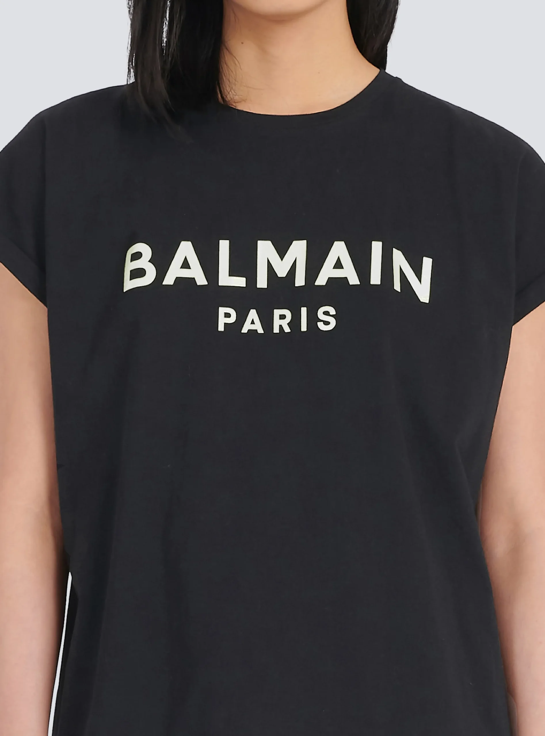 Women Balmain Eco-designed Cotton T-shirt With Logo Print