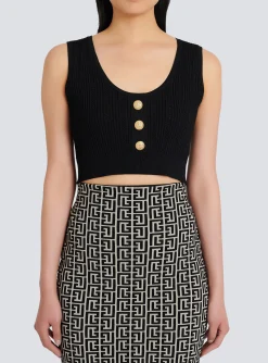 Women Balmain Eco-designed Knit Crop Top