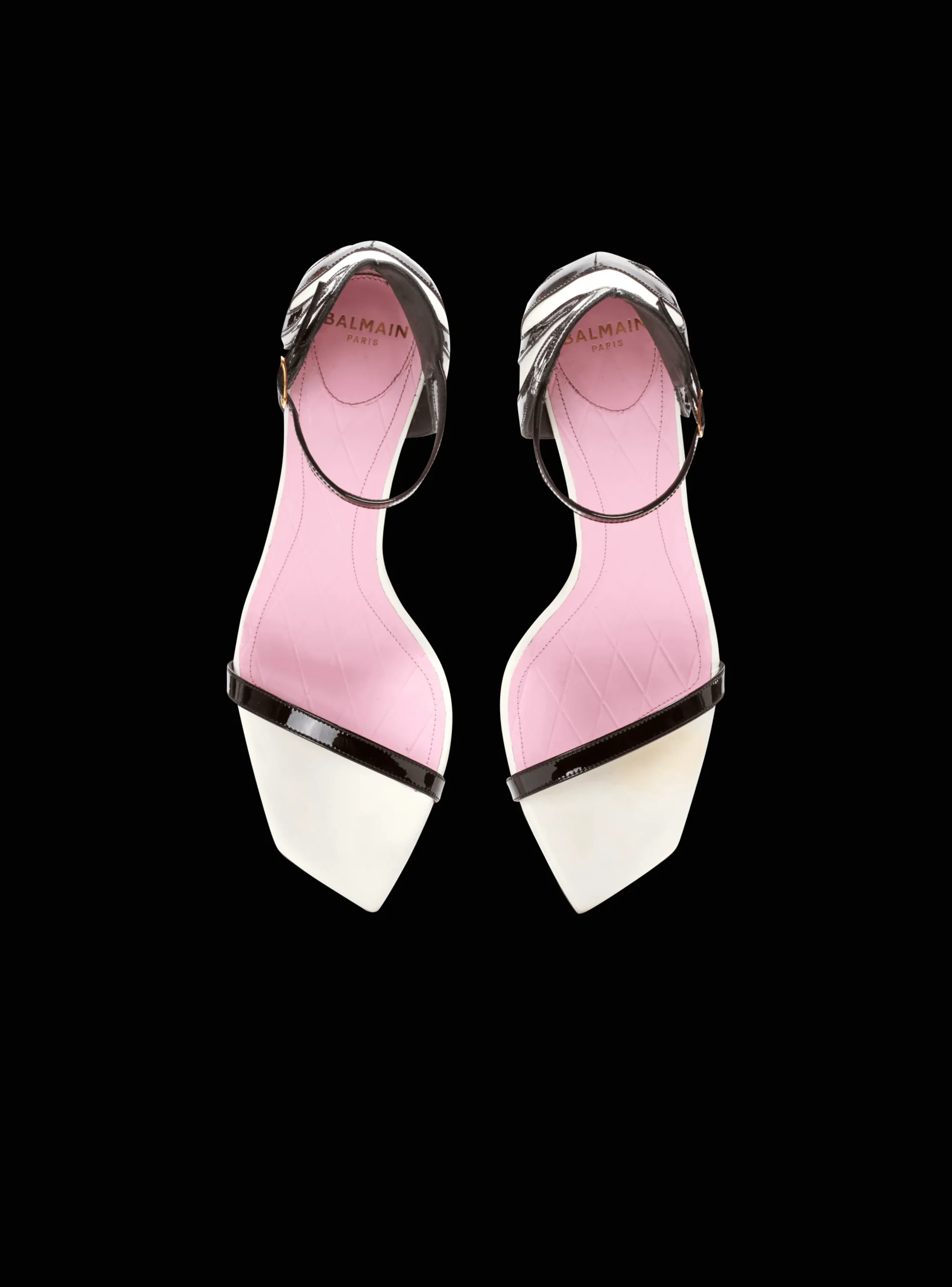Women Balmain Eden Sandals In Two-tone Leather
