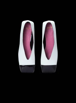 Women Balmain Eden Two-tone Pumps In Lambskin And Patent Leather
