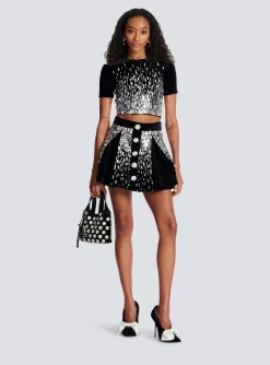 Women Balmain Embellished Crop Top