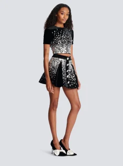 Women Balmain Embellished Crop Top