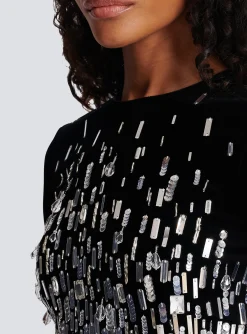 Women Balmain Embellished Crop Top