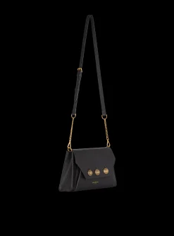 Women Balmain Embl&egrave;me Flap Grained Calfskin Bag