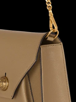 Balmain Embl&egrave;me Flap Grained Calfskin Bag