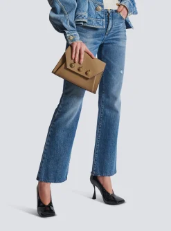 Balmain Embl&egrave;me Flap Grained Calfskin Bag