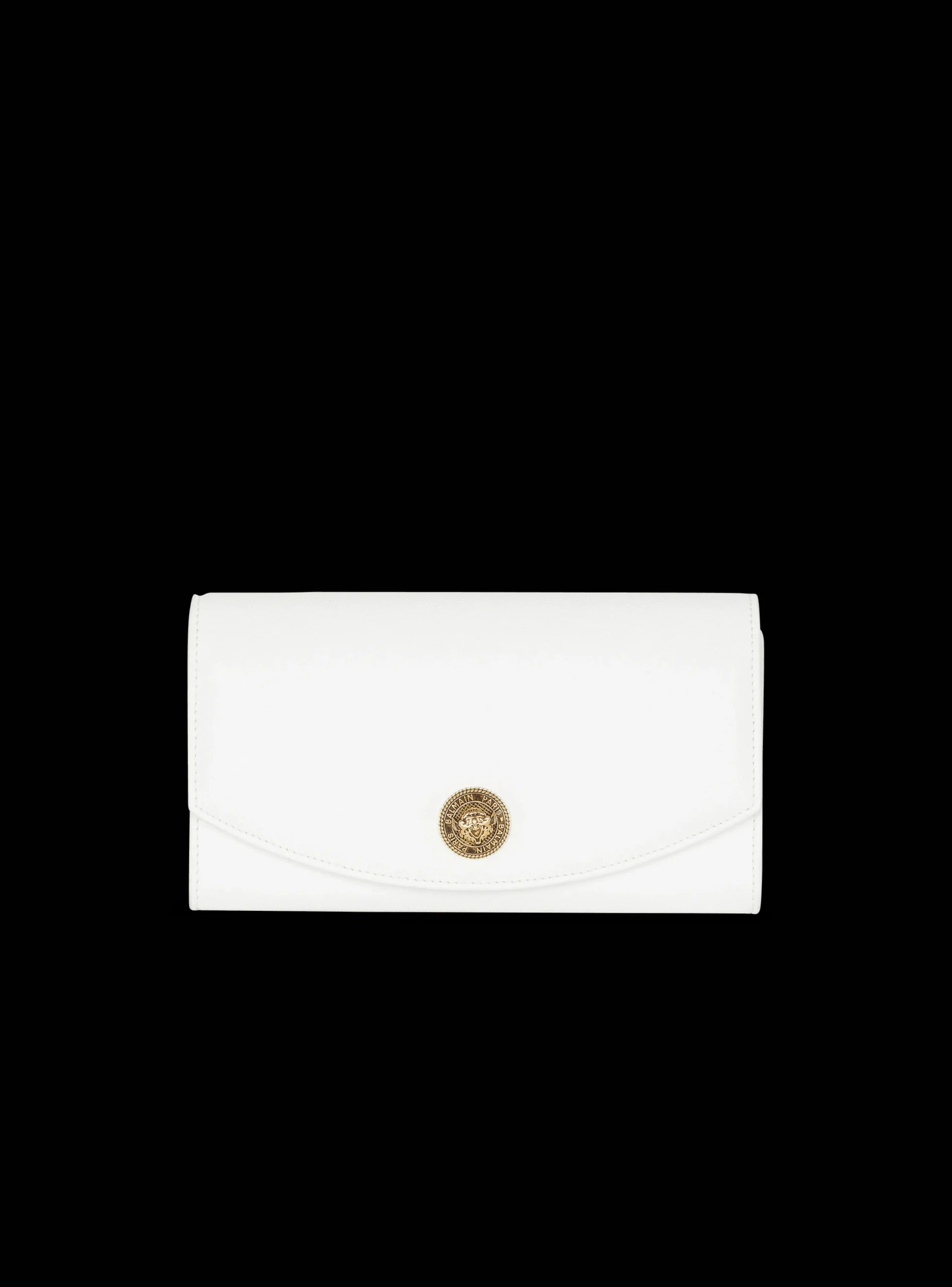 Women Balmain Emblème Grained Calfskin Clutch