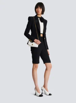 Women Balmain Embl&egrave;me Grained Calfskin Clutch
