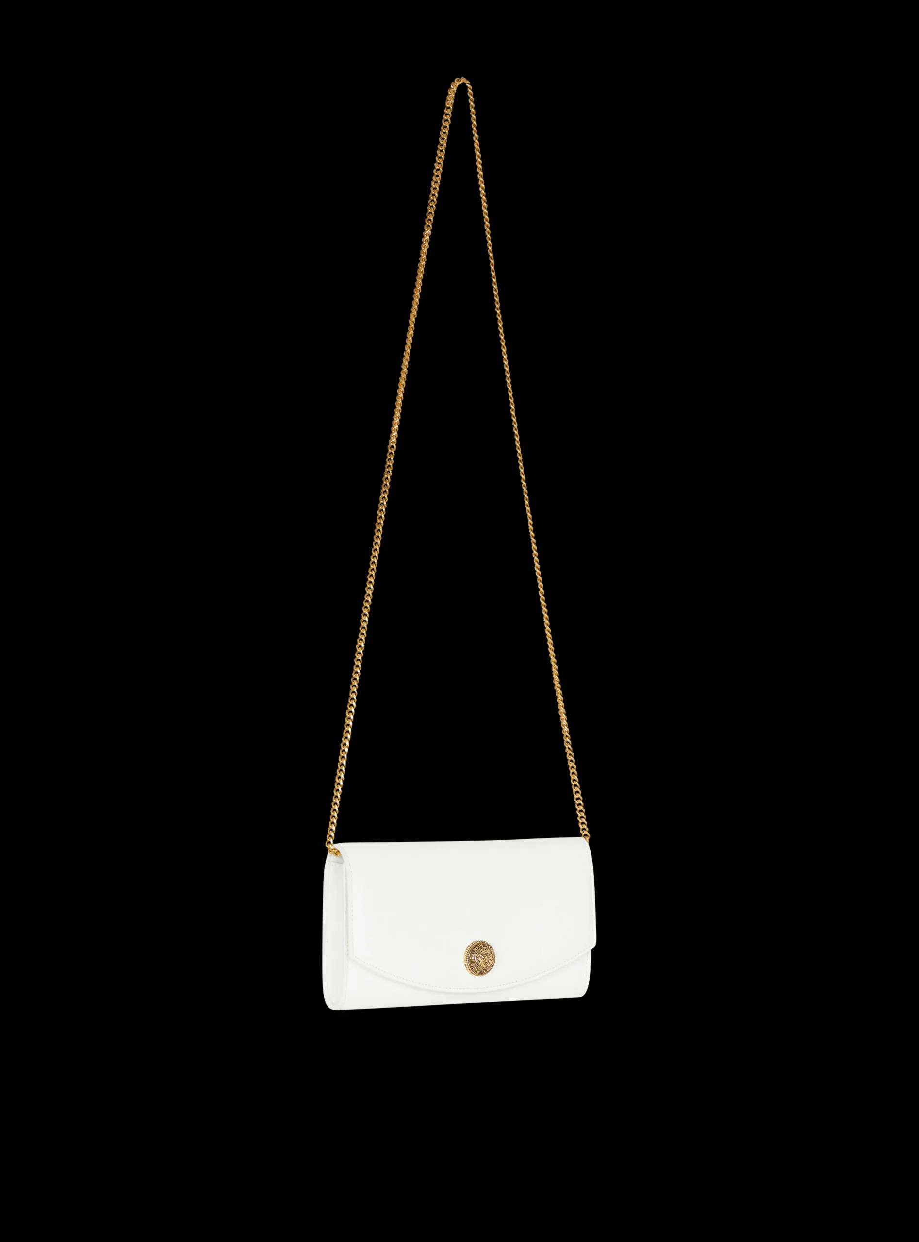 Women Balmain Emblème Grained Calfskin Clutch