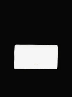 Women Balmain Emblème Grained Calfskin Clutch