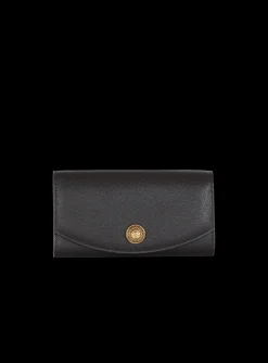 Women Balmain Embl&egrave;me Grained Calfskin Clutch