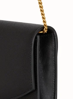 Women Balmain Embl&egrave;me Grained Calfskin Clutch