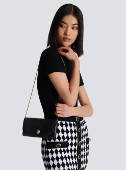 Women Balmain Embl&egrave;me Grained Calfskin Clutch