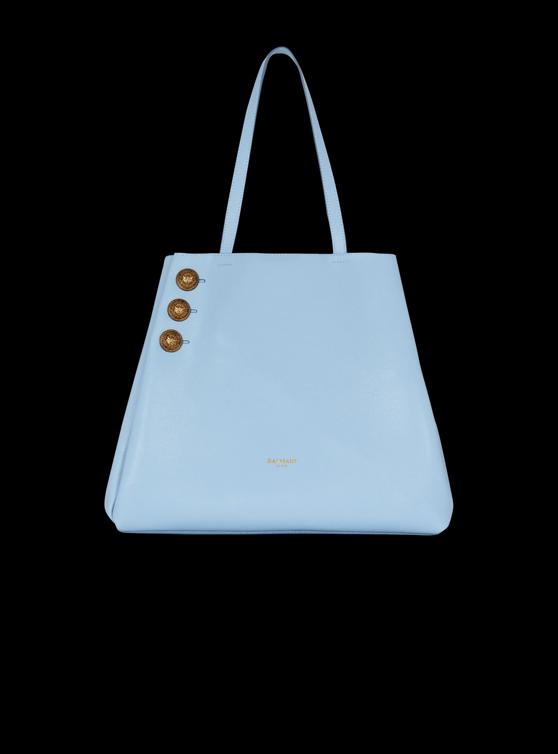 Women Balmain Emblème Grained Calfskin Tote Bag