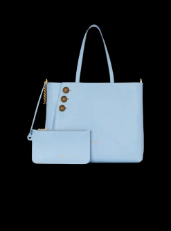 Women Balmain Emblème Grained Calfskin Tote Bag