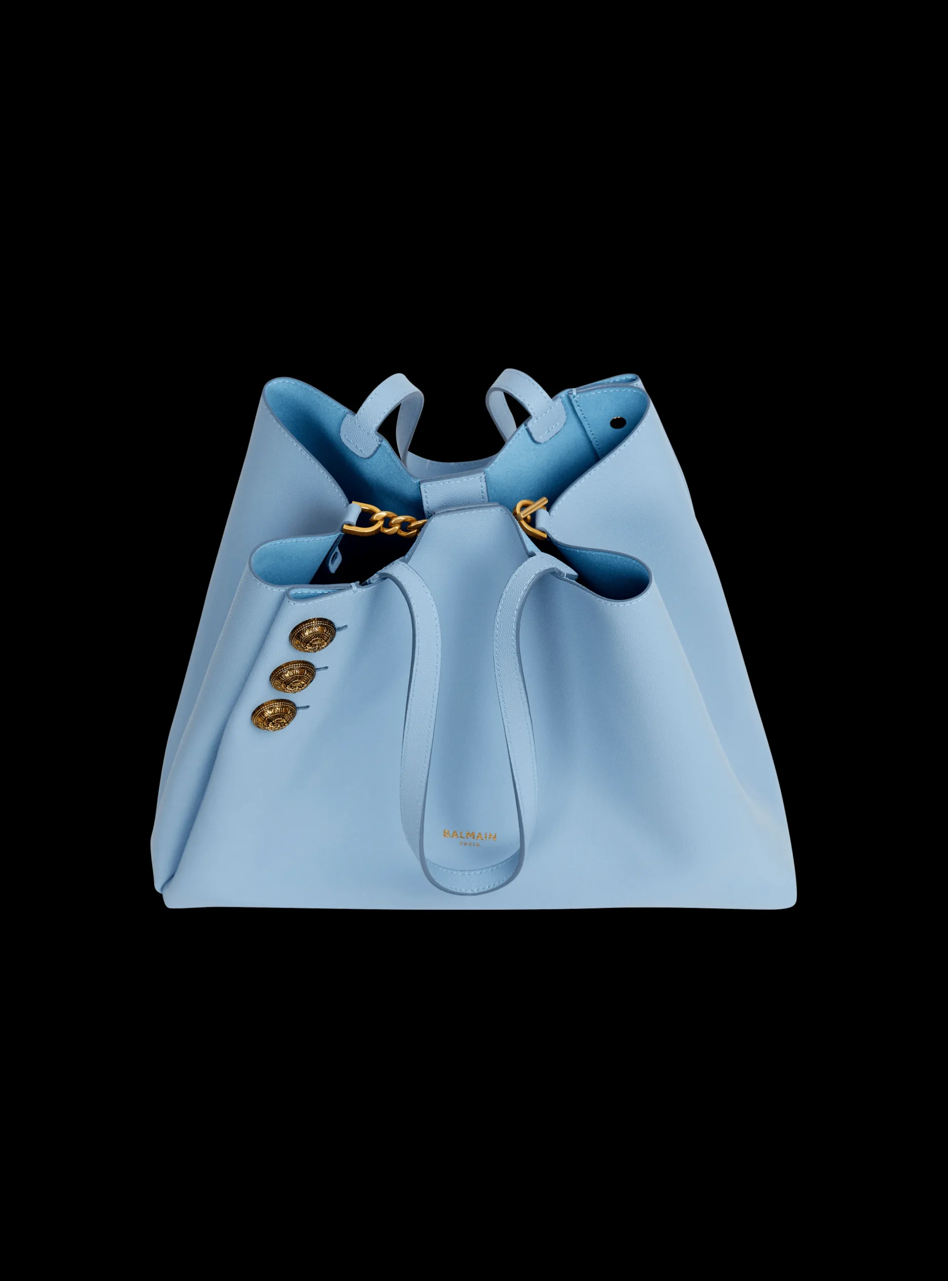 Women Balmain Emblème Grained Calfskin Tote Bag