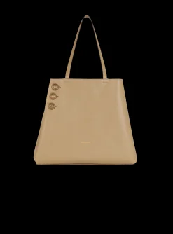 Women Balmain Embl&egrave;me Grained Calfskin Tote Bag