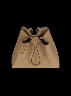 Women Balmain Embl&egrave;me Grained Calfskin Tote Bag