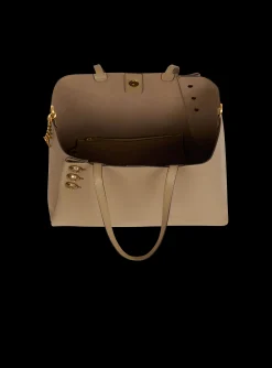 Women Balmain Embl&egrave;me Grained Calfskin Tote Bag