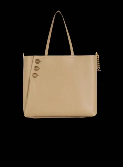 Women Balmain Embl&egrave;me Grained Calfskin Tote Bag