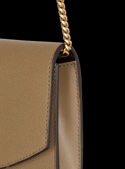 Women Balmain Embl&egrave;me Grained Calfskin Clutch