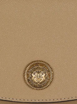 Women Balmain Embl&egrave;me Grained Calfskin Clutch