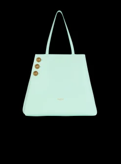 Women Balmain Embl&egrave;me Grained Calfskin Tote Bag