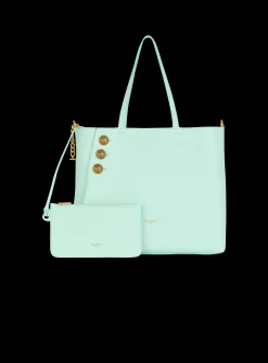 Women Balmain Embl&egrave;me Grained Calfskin Tote Bag