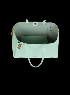 Women Balmain Embl&egrave;me Grained Calfskin Tote Bag