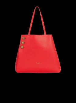 Women Balmain Embl&egrave;me Grained Leather Tote Bag