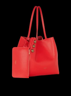 Women Balmain Embl&egrave;me Grained Leather Tote Bag