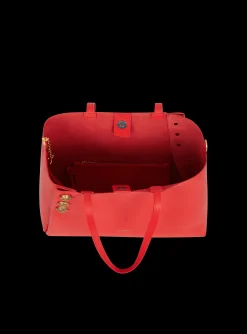 Women Balmain Embl&egrave;me Grained Leather Tote Bag