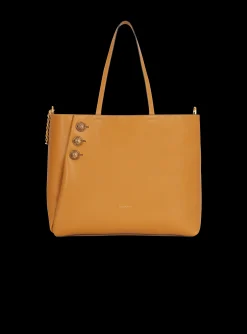 Women Balmain Embl&egrave;me Grained Leather Tote Bag