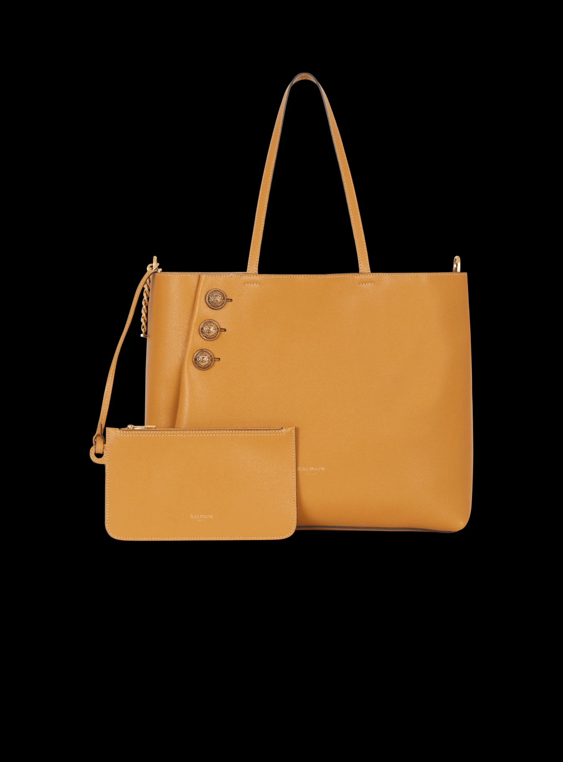 Women Balmain Emblème Grained Leather Tote Bag