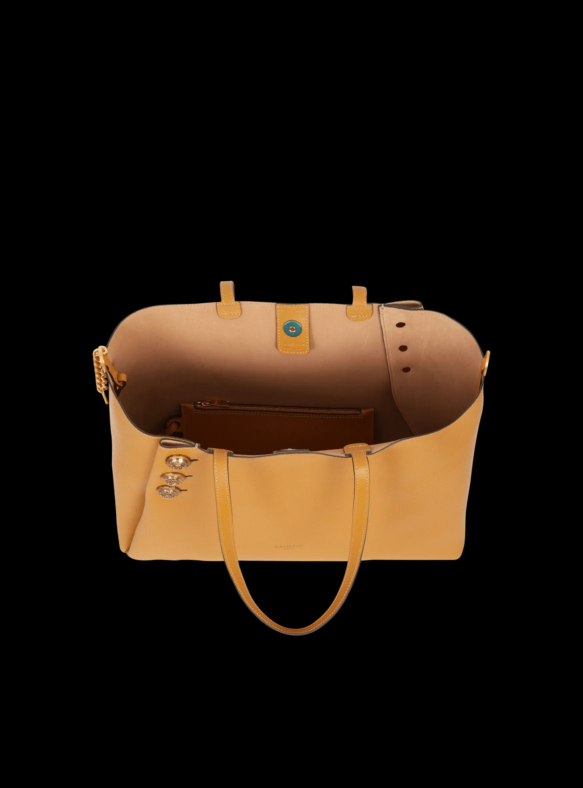 Women Balmain Emblème Grained Leather Tote Bag
