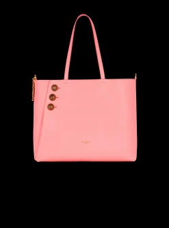 Women Balmain Embl&egrave;me Grained Leather Tote Bag