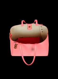 Women Balmain Embl&egrave;me Grained Leather Tote Bag
