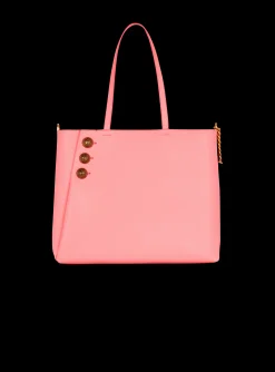 Women Balmain Embl&egrave;me Grained Leather Tote Bag