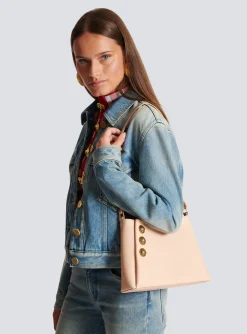 Women Balmain Embl&egrave;me Handbag In Grained Leather
