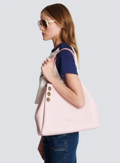 Women Balmain Embl&egrave;me Leather Tote Bag