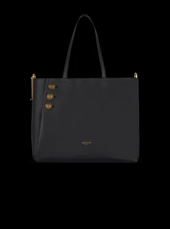 Women Balmain Embl&egrave;me Leather Tote Bag