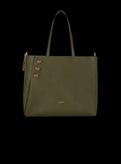 Women Balmain Embl&egrave;me Leather Tote Bag
